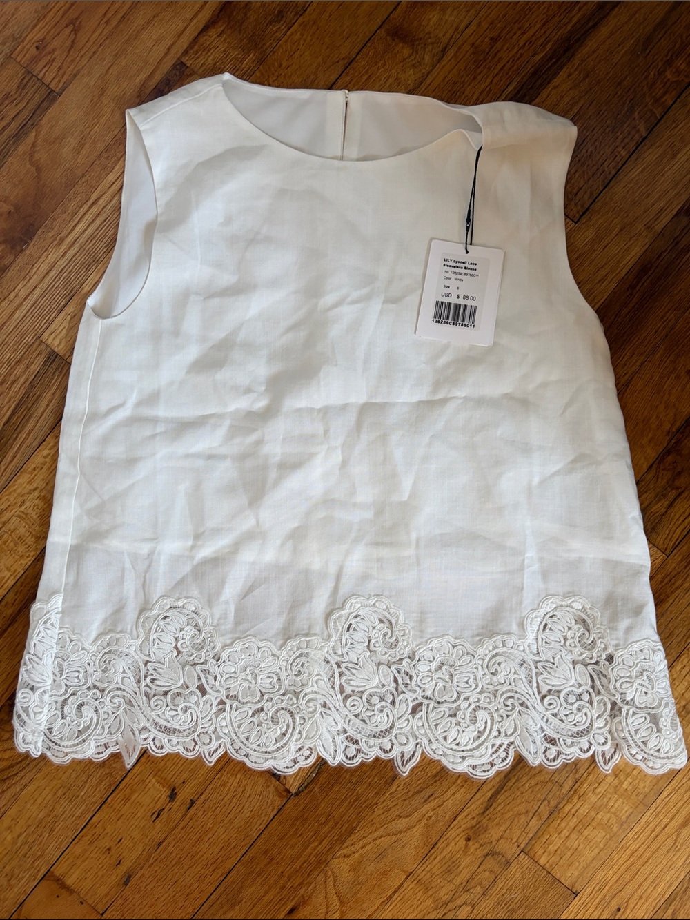 Lily White Lace-Hem Sleeveless Top